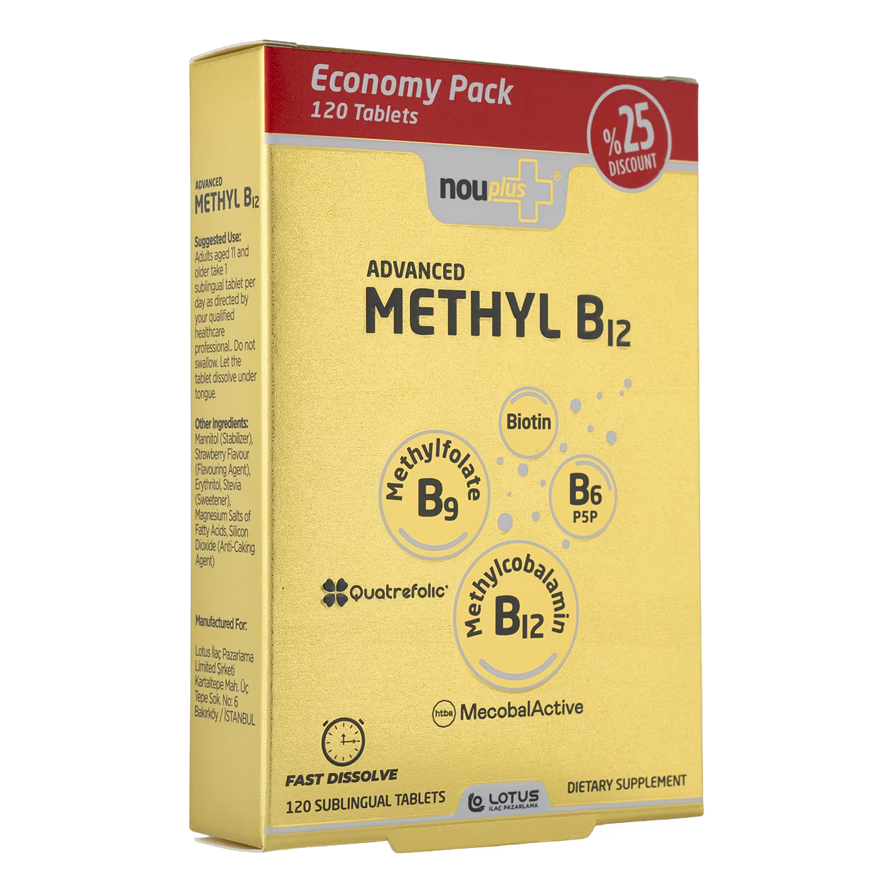 Nouplus Advanced Methyl B12 30 Dilaltı Tablet